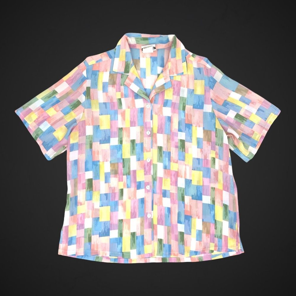 Vintage Colorful Pastel Blouse by Bonworth Size M